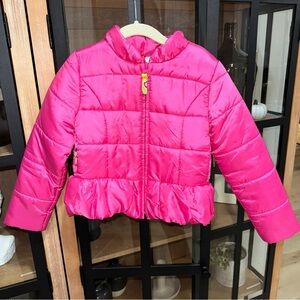 Lilly Pulitzer bow puffer jacket toddler neon Pink Mini Kate zip up girls barbie